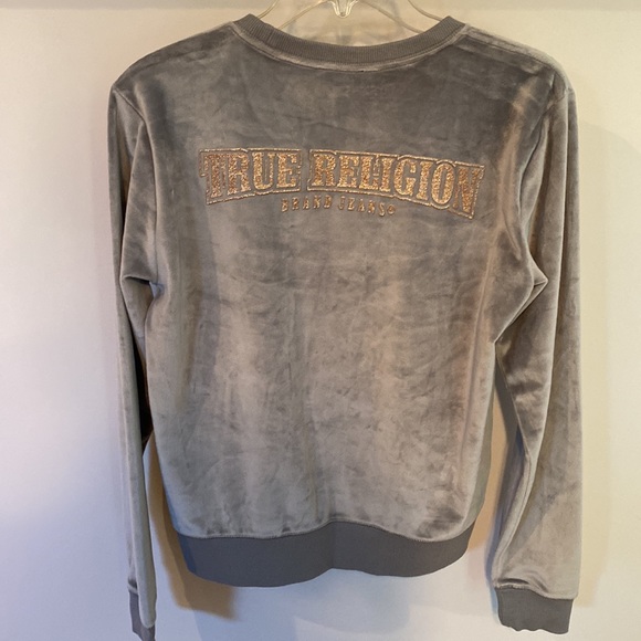 True Religion Gold Glitter Velvet Pullover Sz S - Picture 6 of 8